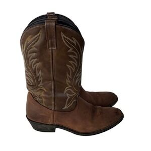Laredo Womens 10 M Brown Leather Western Cowgirl Boots Embroidered Workwear